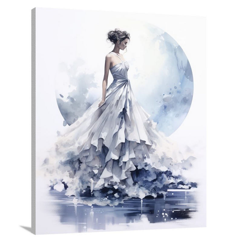 Ethereal Elegance: Dress in Moonlight - Canvas Print