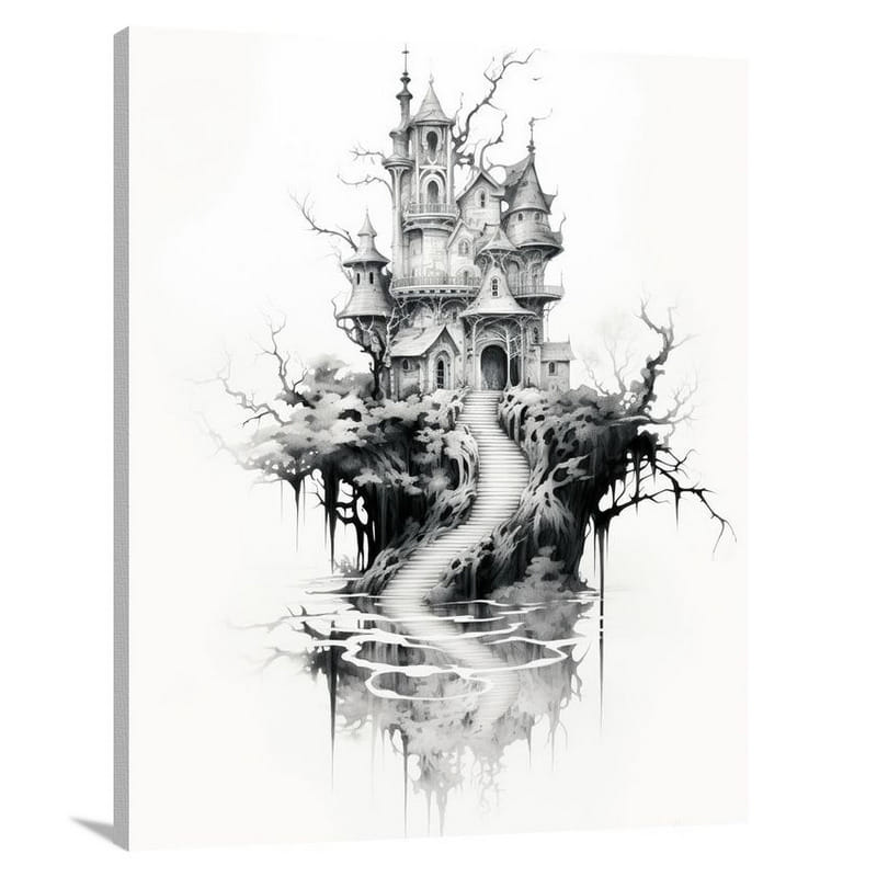 Ethereal Enigma: Haunted House - Canvas Print