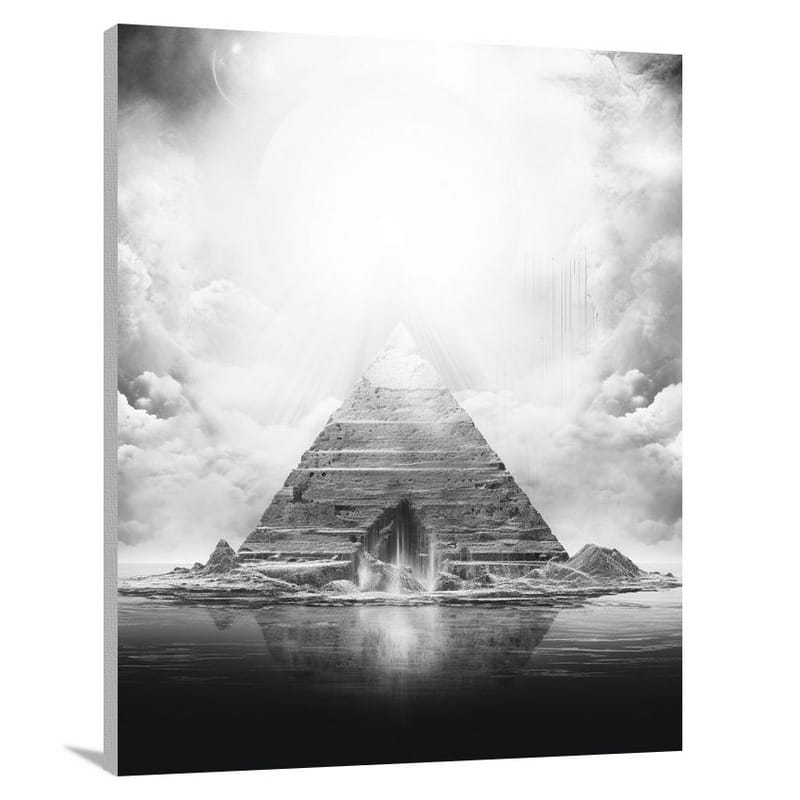 Ethereal Illumination: Pyramid in Reflection - Canvas Print
