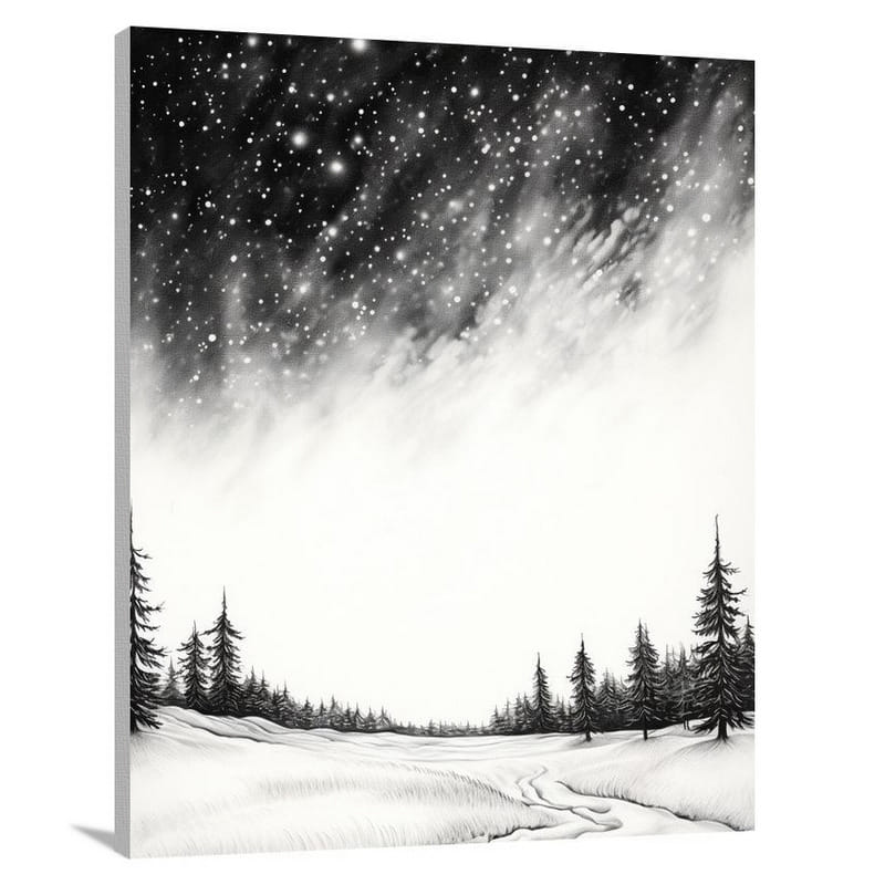 Ethereal Nocturne: Night Sky's Dance - Canvas Print
