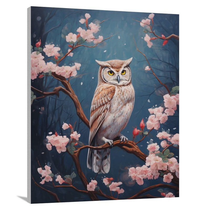 Ethereal Owl: Guardian of the Meadow - Canvas Print