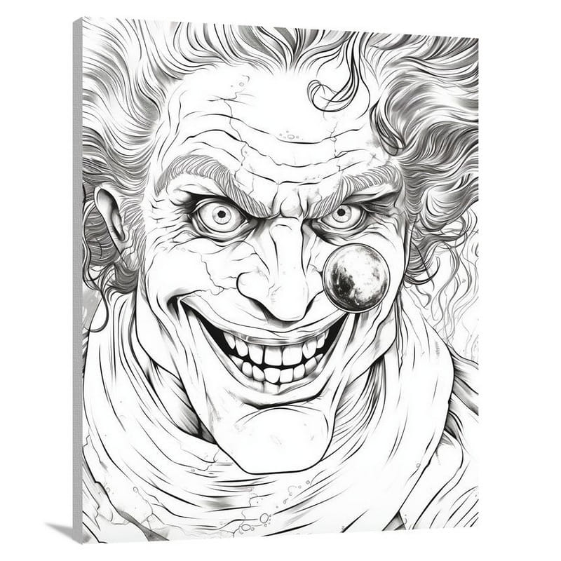 Evil Clown: Haunted Dreamscape - Black And White - Canvas Print