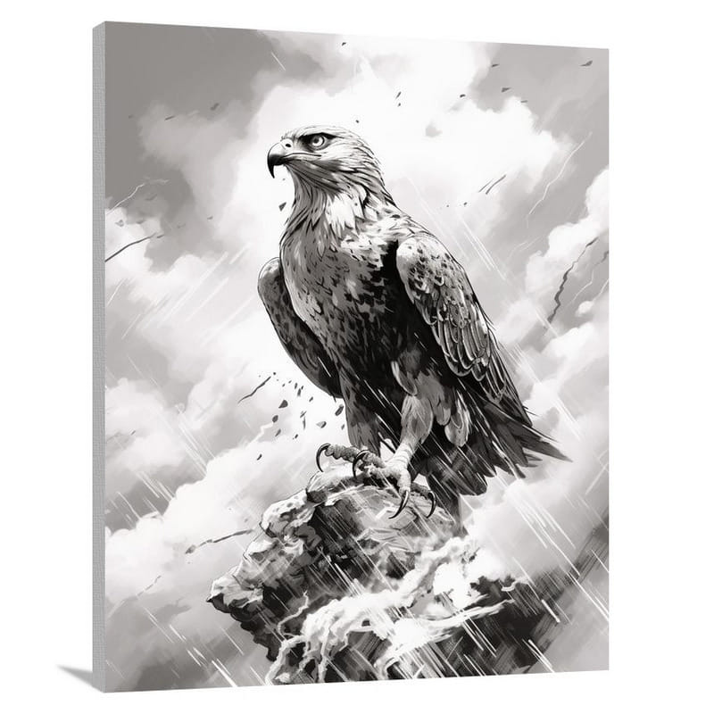 Falcon's Flight - Black And White 2 - Canvas Print