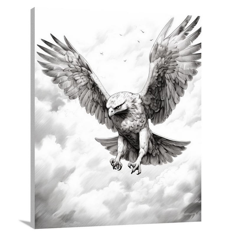 Falcon's Flight - Black And White - Canvas Print