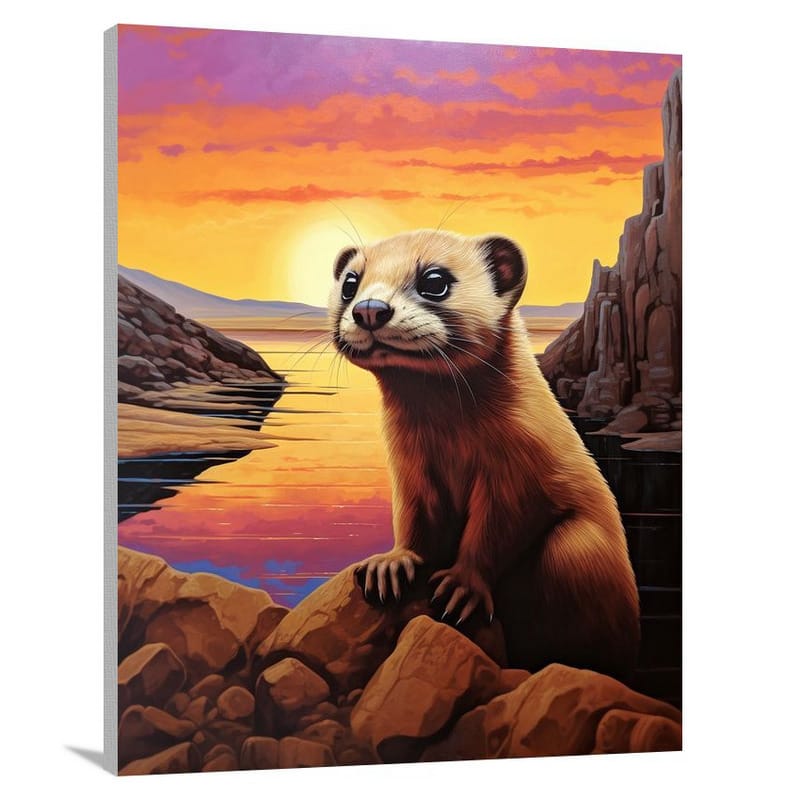 Ferret's Serene Encounter - Canvas Print