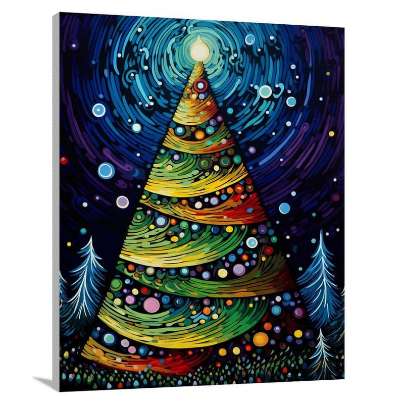 Festive Illumination: Christmas Tree Delight - Canvas Print