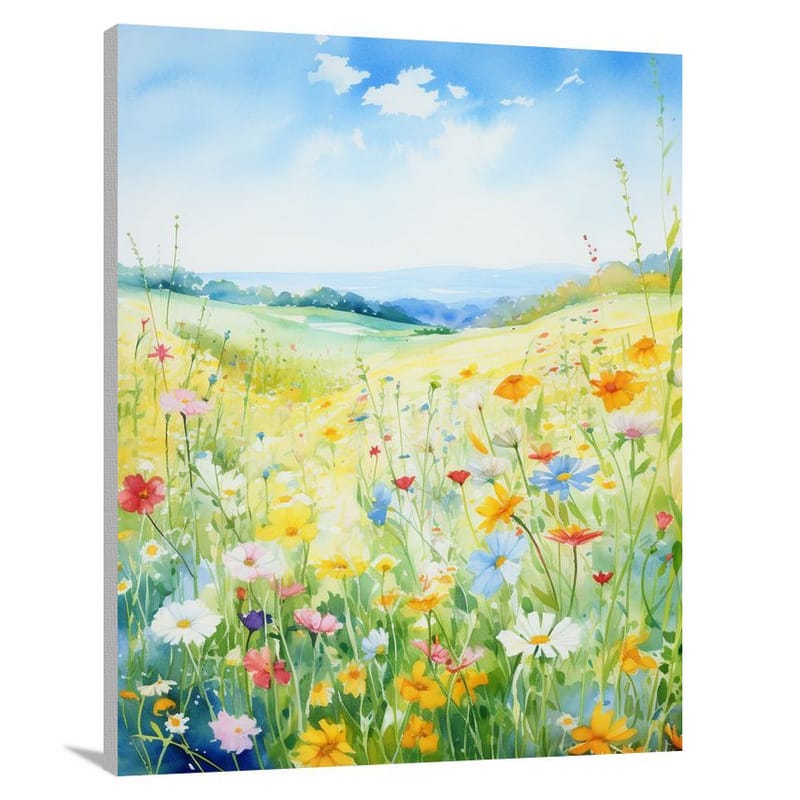 Field of Blooms - Watercolor - Canvas Print
