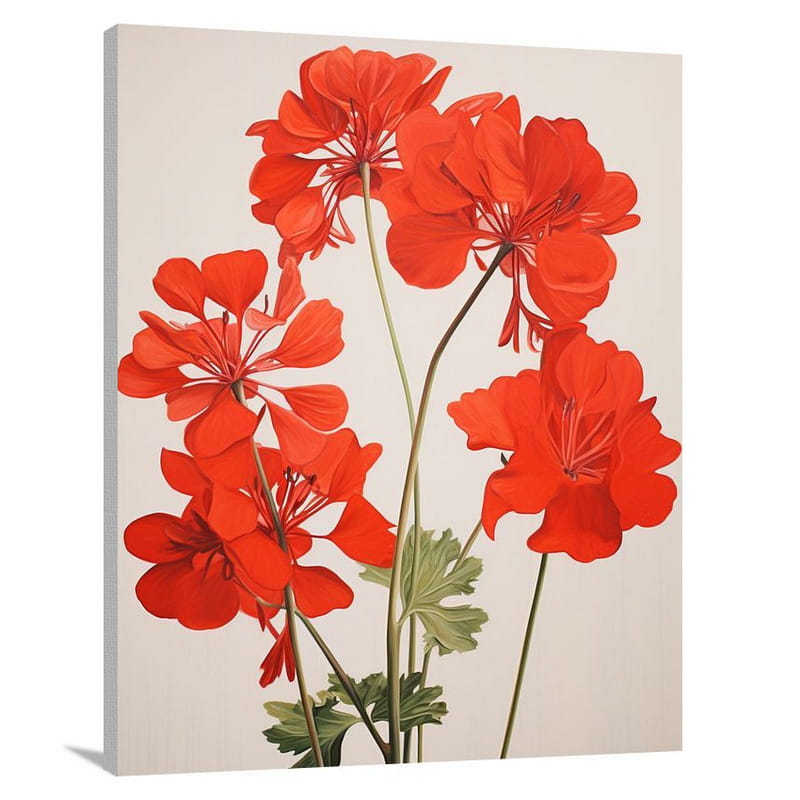 Fiery Blooms: Geranium Symphony - Canvas Print