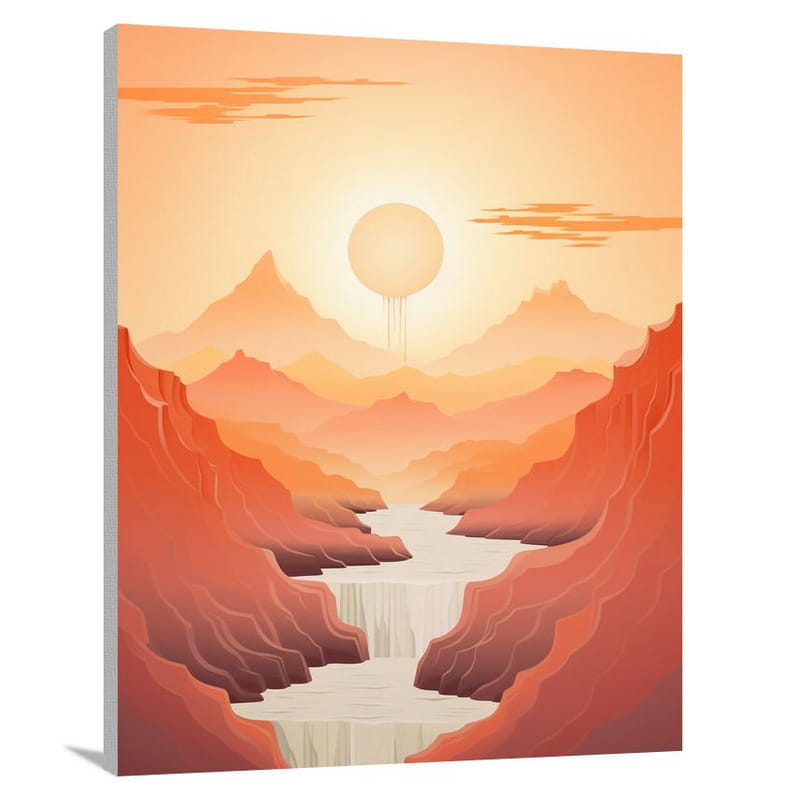 Fiery Cascades at Sunrise - Minimalist - Canvas Print