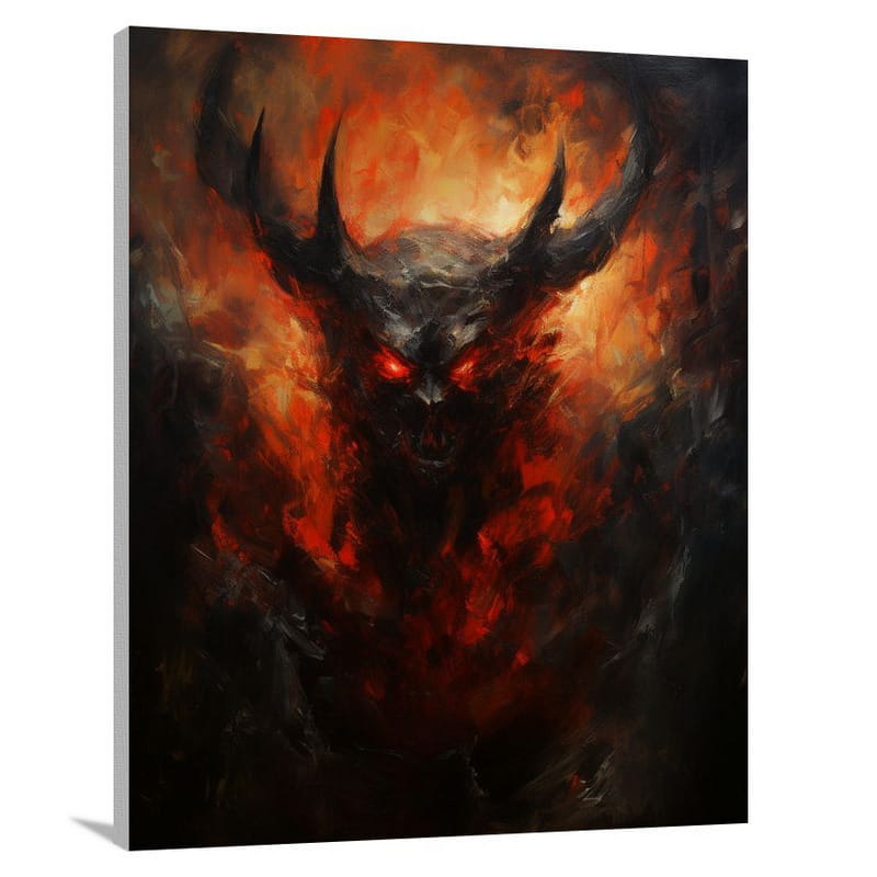 Fiery Gaze: Demon's Awakening - Canvas Print