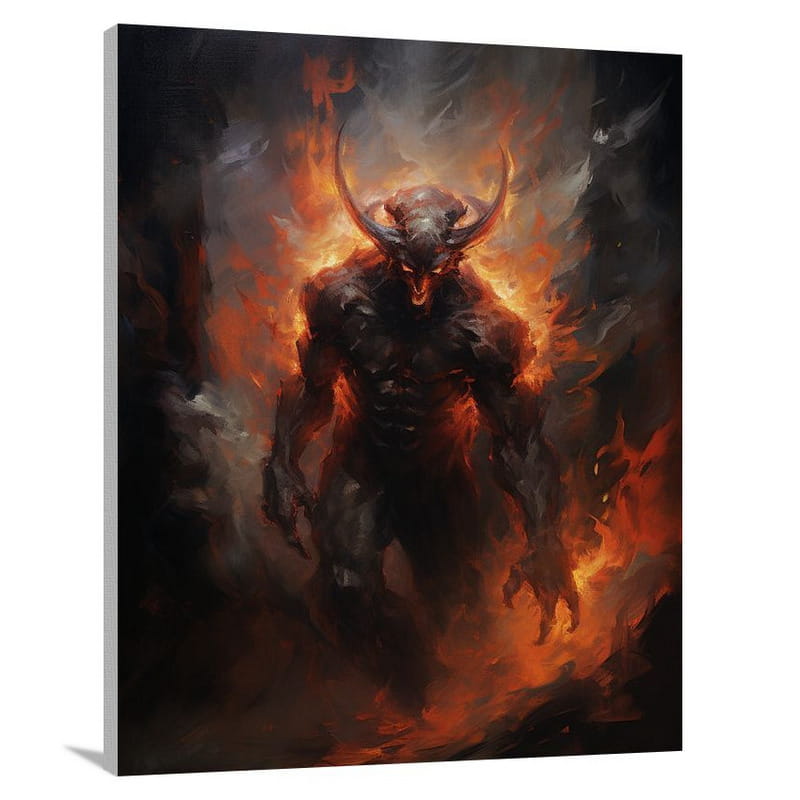 Fiery Gaze: Demon's Awakening - Impressionist - Canvas Print