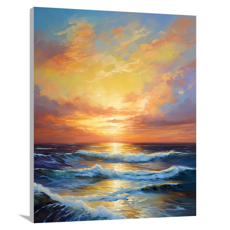 Fiery Tranquility: Sunset's Embrace - Canvas Print