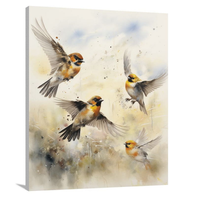 Finch Symphony - Watercolor 2 - Canvas Print
