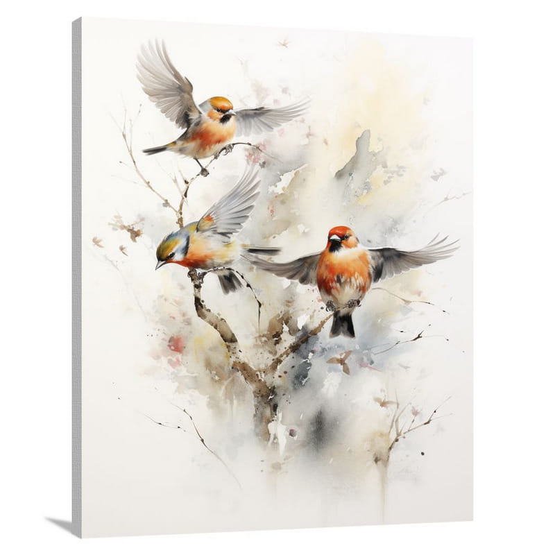 Finch Symphony - Watercolor - Canvas Print