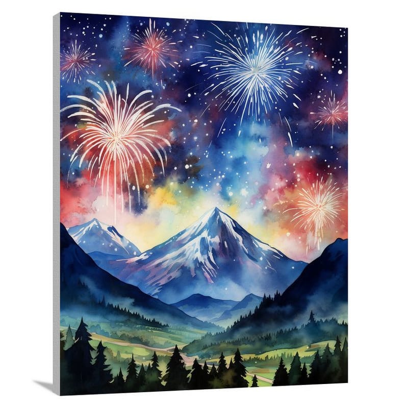 Firework - Watercolor - Watercolor - Canvas Print