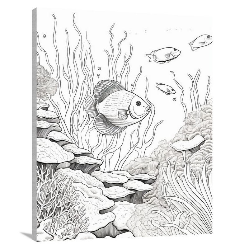 Fish Symphony - Black And White - Canvas Print
