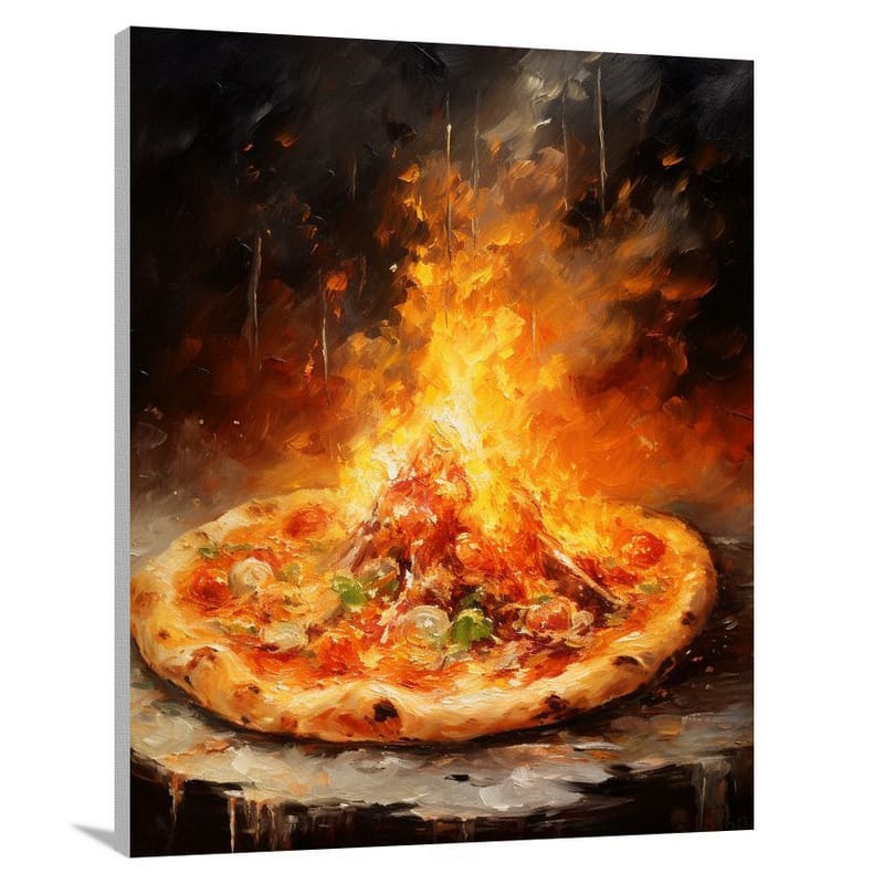 Flaming Delight: Pizza Inferno - Canvas Print