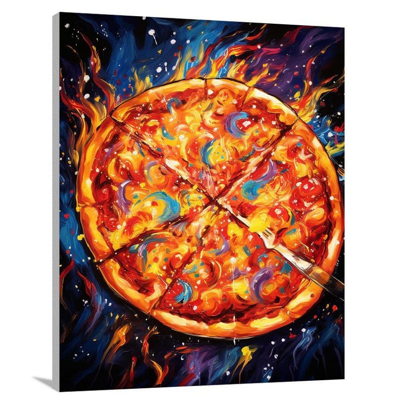 Flaming Delight: Pizza's Magic - Canvas Print