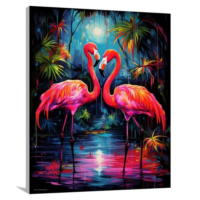 Flamingo Frenzy - Pop Art - Canvas Print