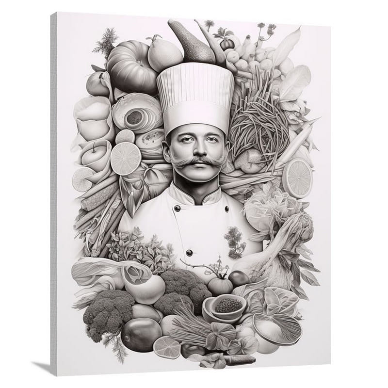 Flavors United: American Cuisine - Black And White 2 - Canvas Print