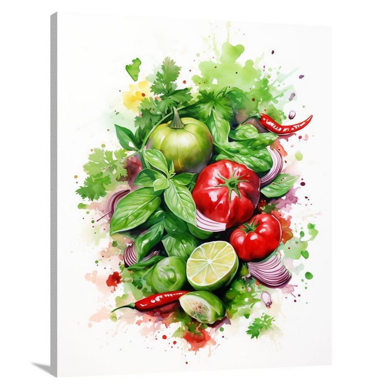Flavors United: Mexican Cuisine - Watercolor - Canvas Print