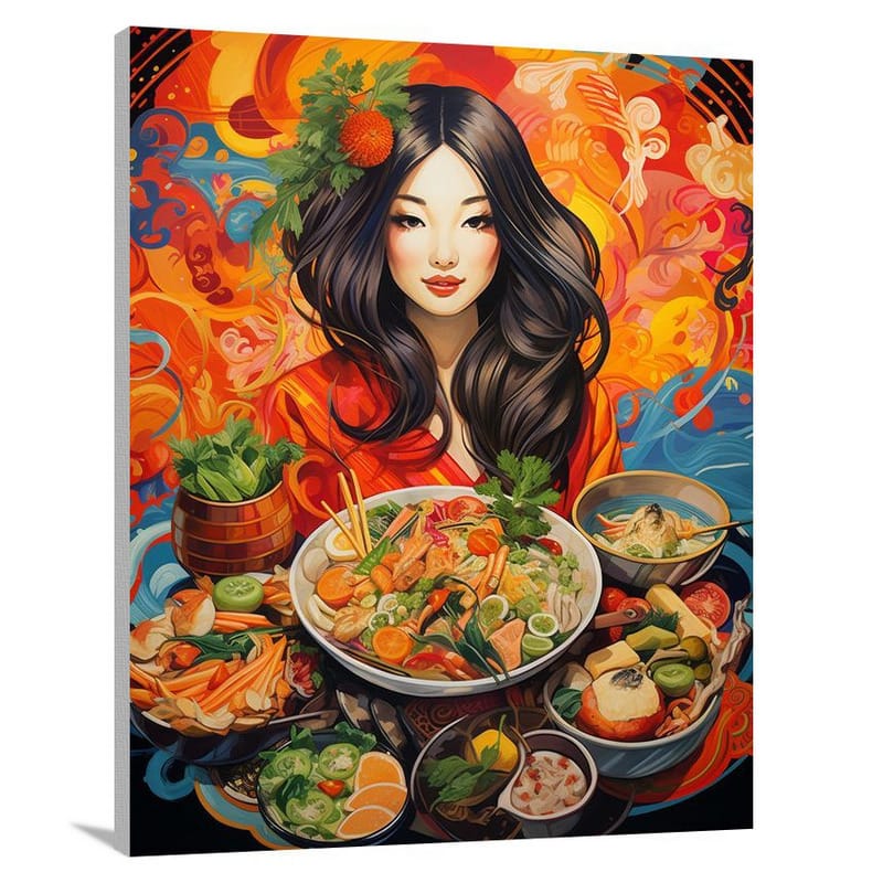 Flavors Uniting: Asian Cuisine - Pop Art - Canvas Print