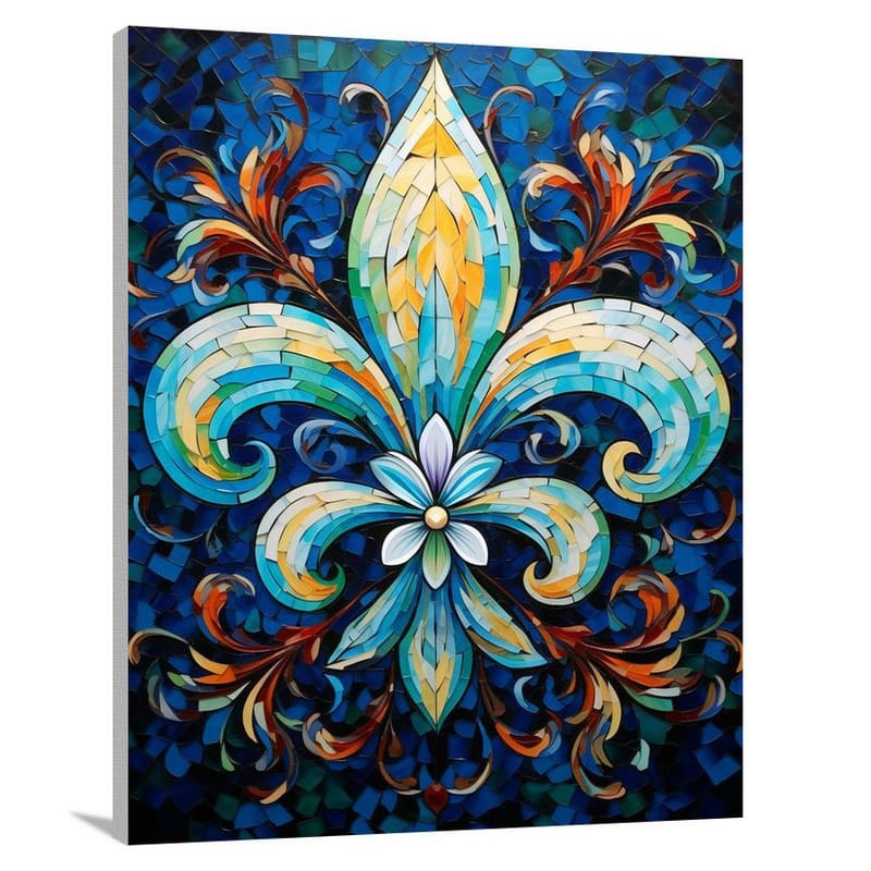 Fleur-de-Lis Mosaic: Vibrant Harmony - Canvas Print