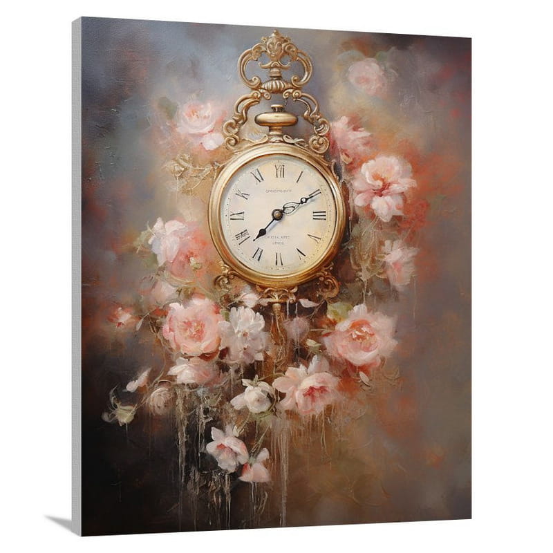 Floral Timepiece - Impressionist - Canvas Print