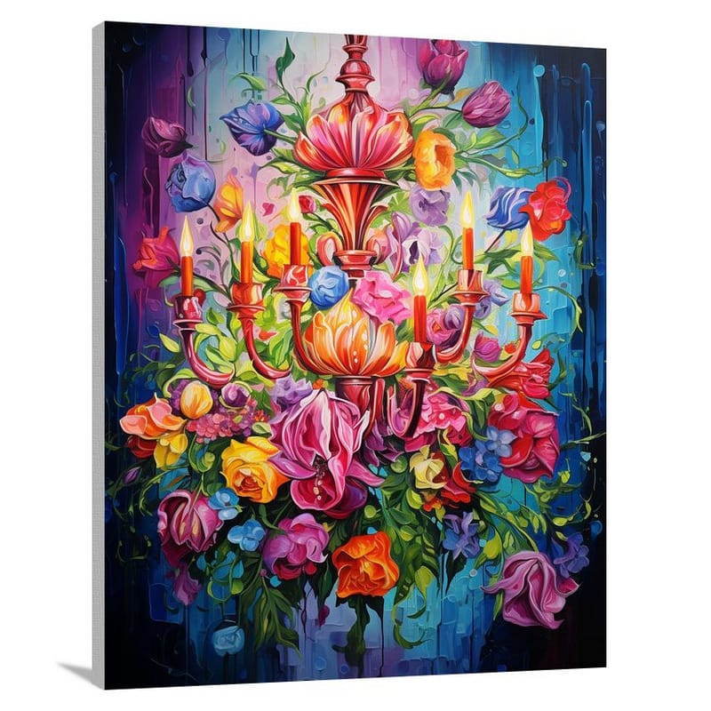 Floral Whimsy: Chandelier - Canvas Print