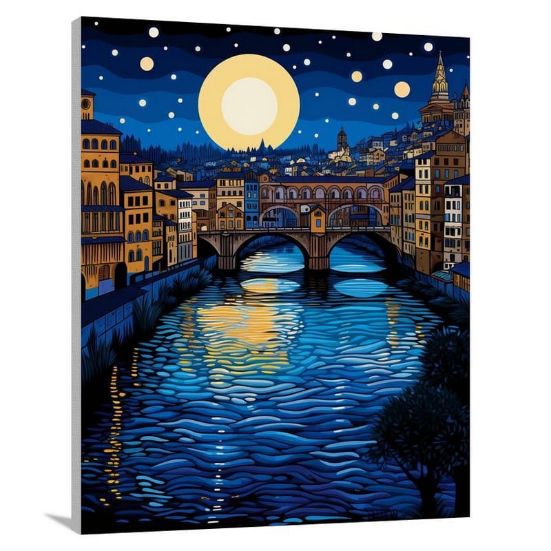 Florence's Moonlit Bridges - Canvas Print