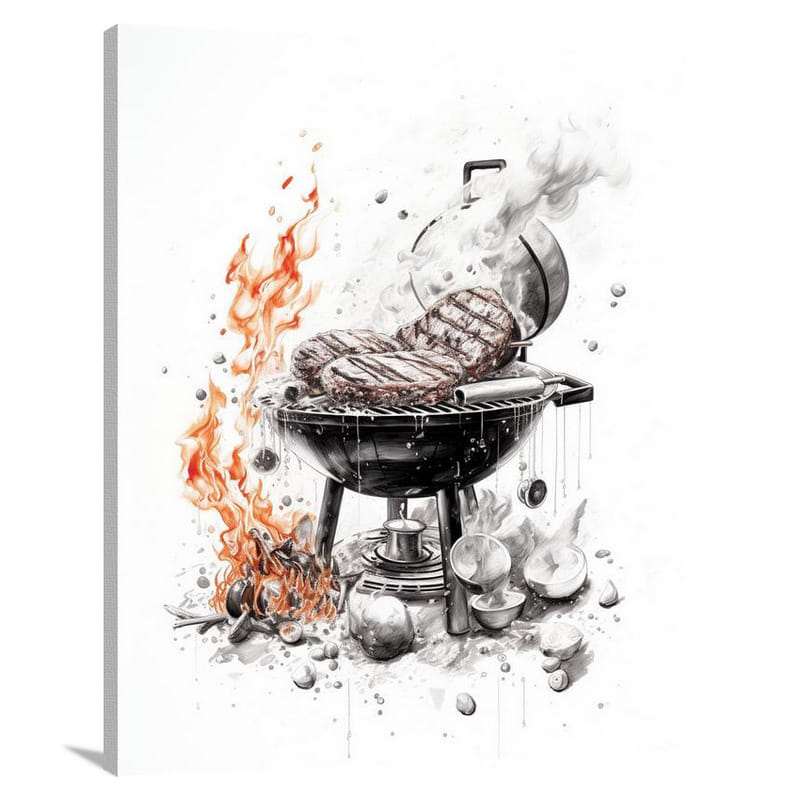 Food, Food: GrillMasterPassion - Black And White - Canvas Print