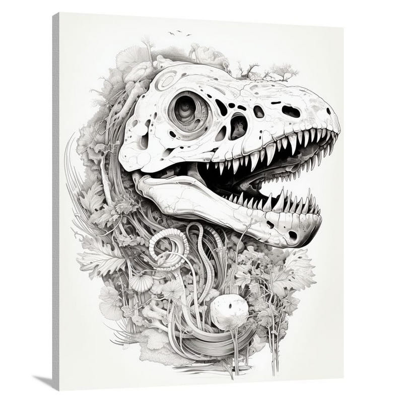 Fossilized Reverie - Black And White - Canvas Print