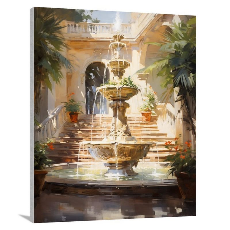 Fountain's Reflections - Canvas Print