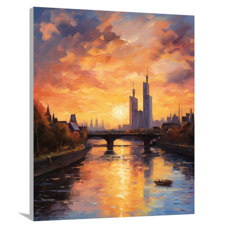 Frankfurt's Golden Reflections - Canvas Print