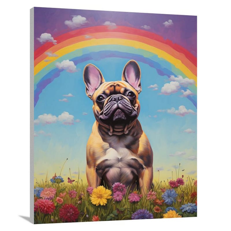 French Bulldog Amongst Blooms. - Canvas Print