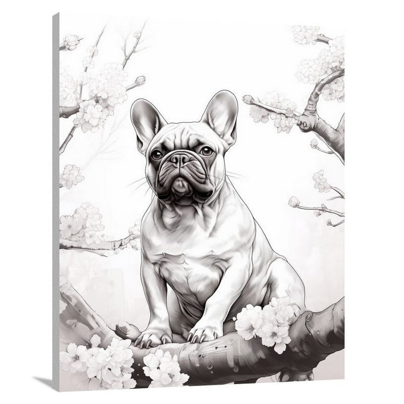 French Bulldog - Black and White - Canvas Print