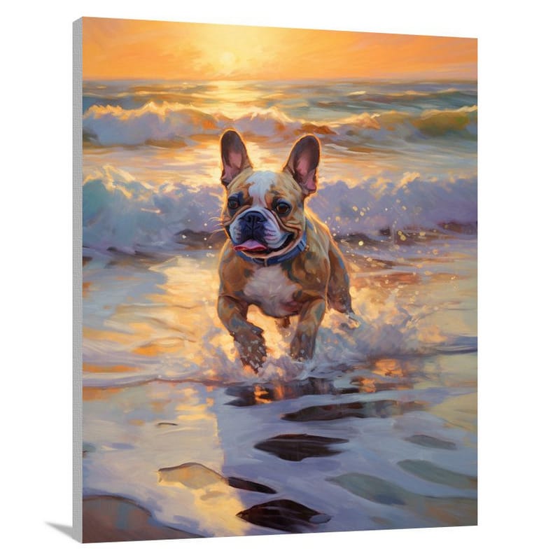 French Bulldog's Sunset Chase - Canvas Print