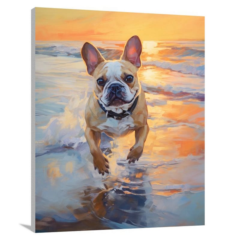 French Bulldog's Sunset Splash - Canvas Print