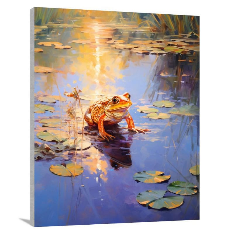 Frog's Serene Haven - Impressionist - Canvas Print