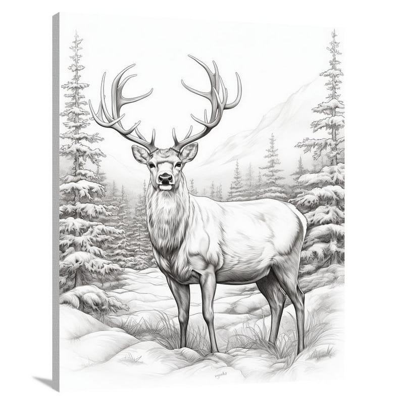 Frosty Majesty: Finland's Arctic Reindeer - Canvas Print
