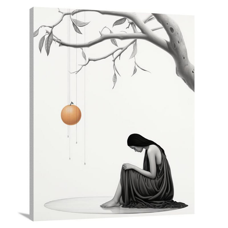 Fruitful Contemplation - Black And White - Canvas Print