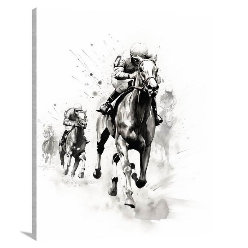 Gambling's Gallop - Black And White - Canvas Print