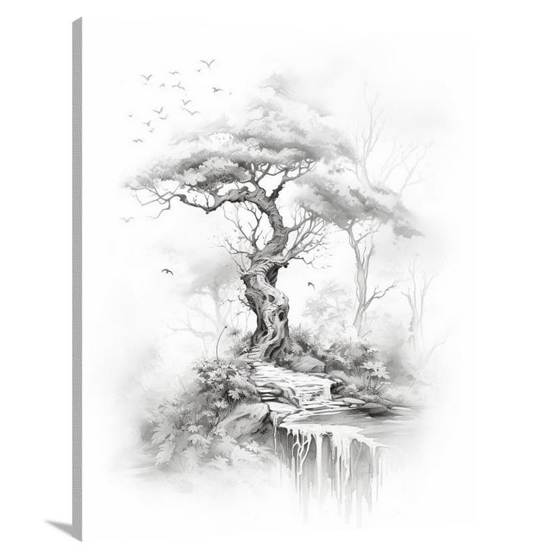 Garden's Whispers - Black And White - Canvas Print
