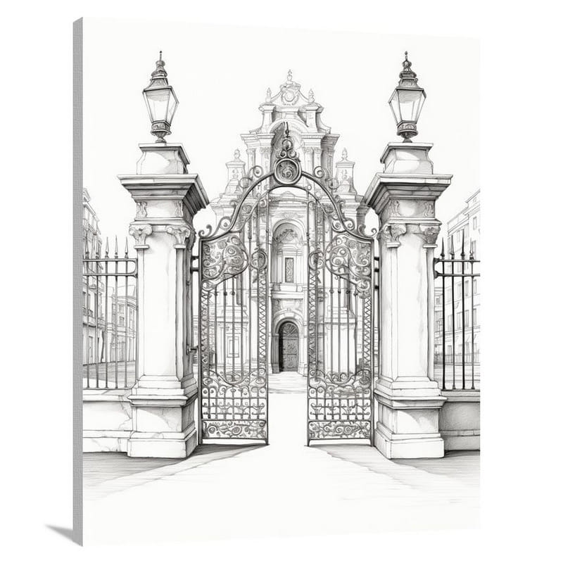 Gate of Time - Black And White - Canvas Print