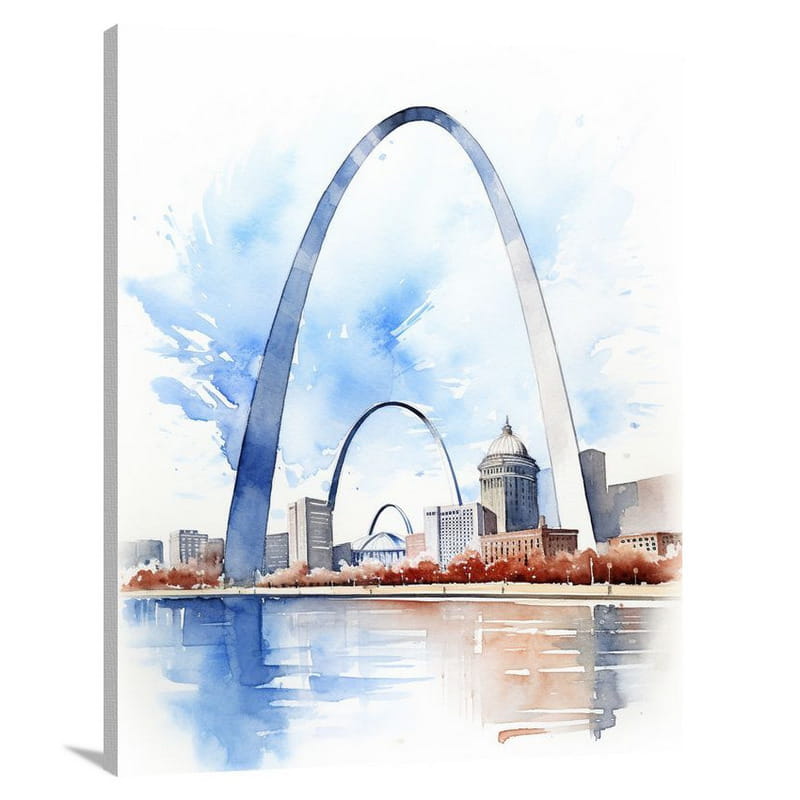 Gateway Arch Reflections - Watercolor - Canvas Print