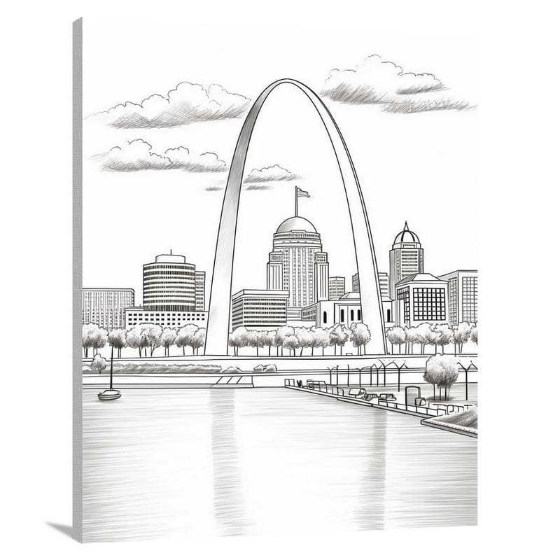 Gateway to Missouri: - Black And White - Canvas Print