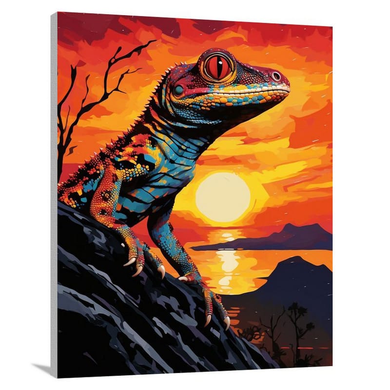 Gecko's Fiery Spirit - Canvas Print