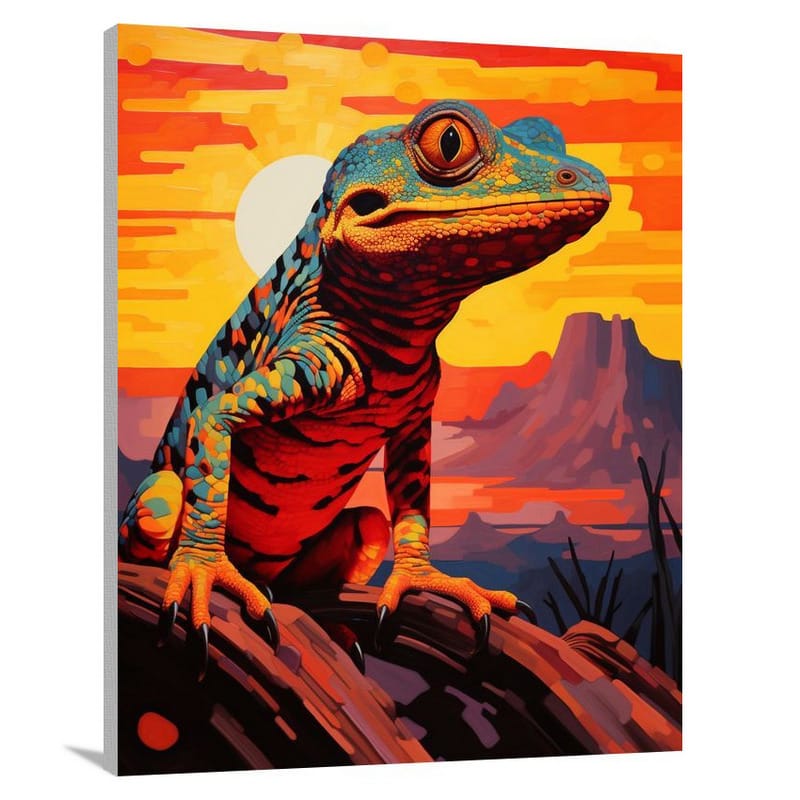 Gecko's Fiery Spirit - Pop Art - Canvas Print