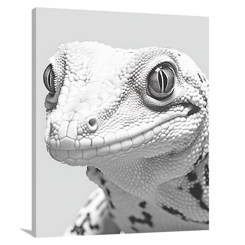 Gecko's Gaze - Black And White - Canvas Print