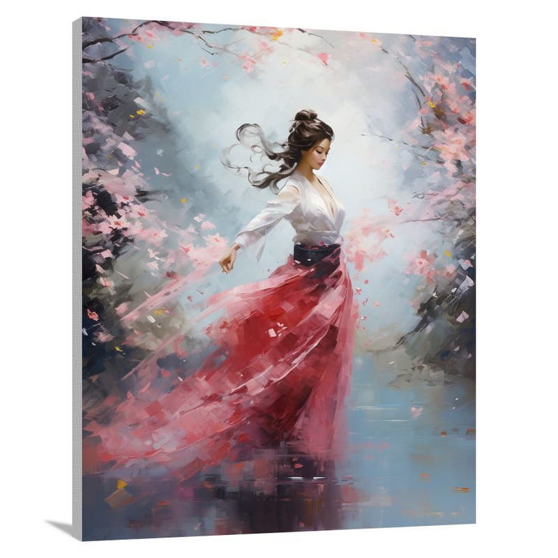 Geisha's Blossoming Dance - Canvas Print